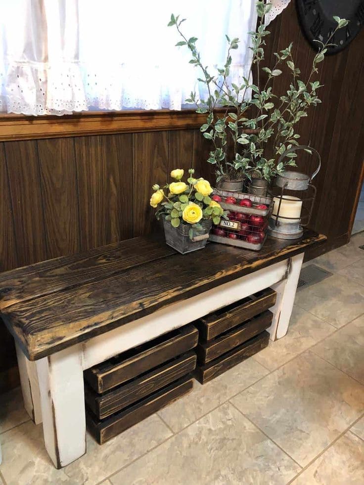 Rustic Farmhouse Entryway Bench Charm