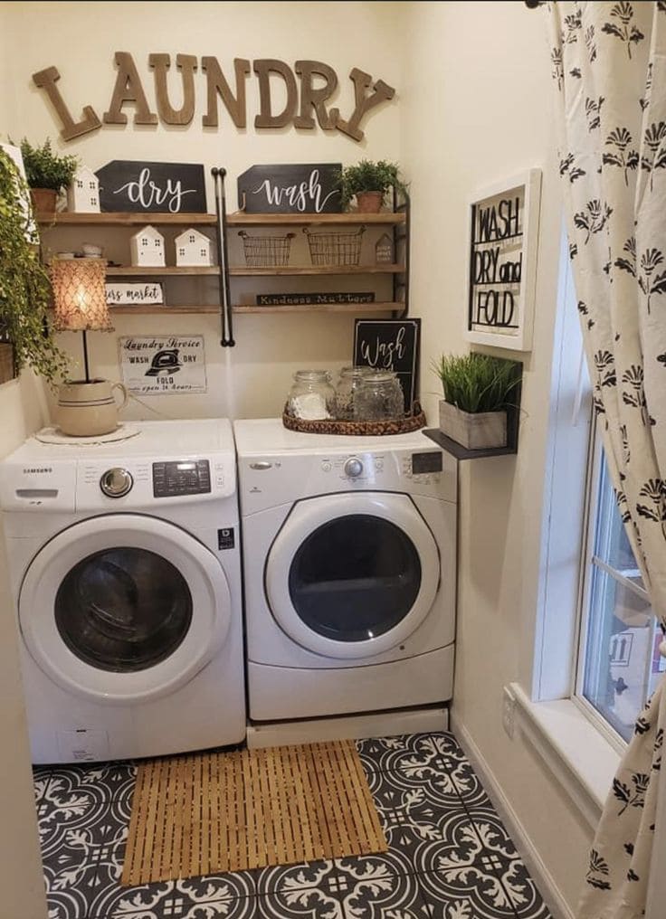 Rustic Organized Farmhouse Laundry Nook