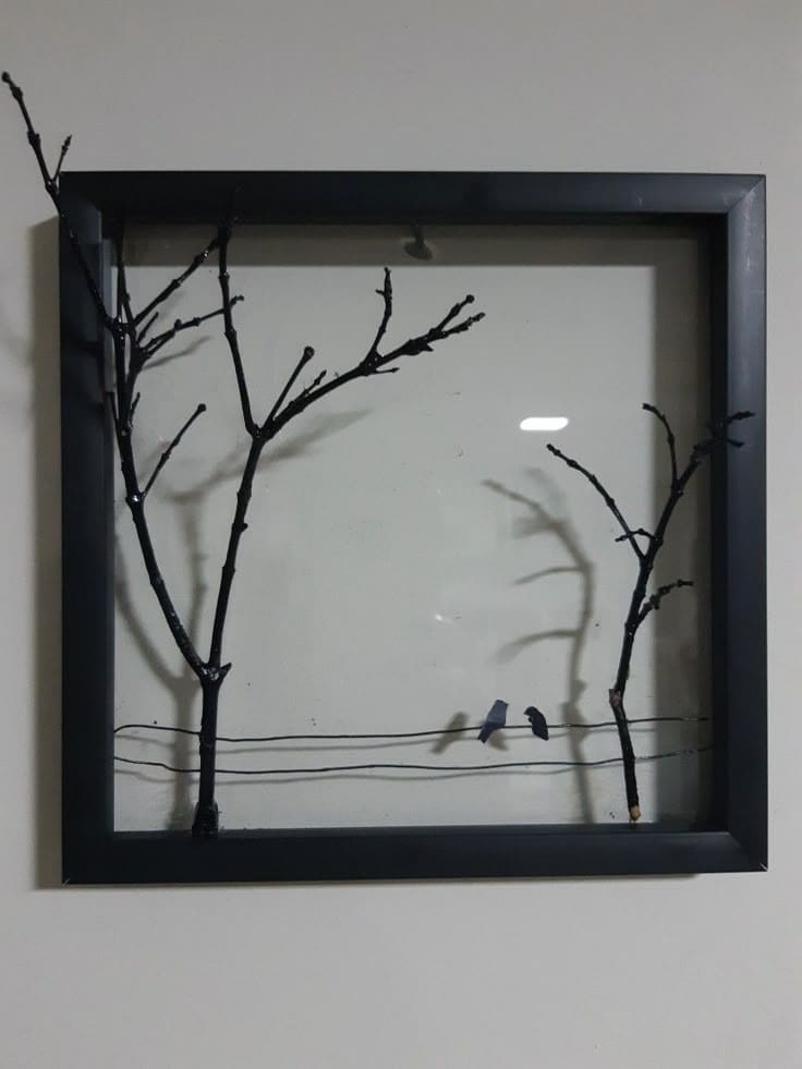 Serene Bird Branch Frame Art