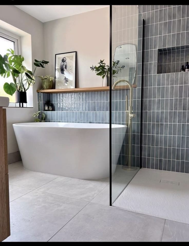 Serene Blue-Tiled Tiny Bath Retreat