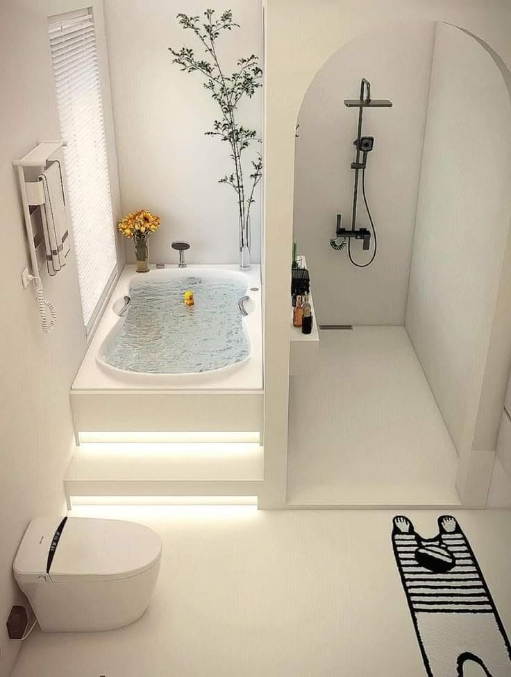 Serene Modern Tiny Bathroom Oasis