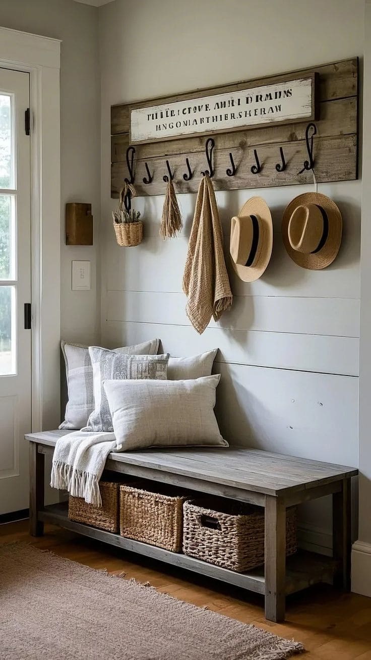 Serene Woodland Entryway Bench Peace