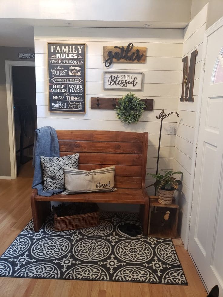 Vibrant Holiday Entryway Bench Joy