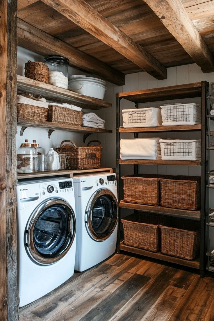 Warm Inviting Farmhouse Laundry Retreat