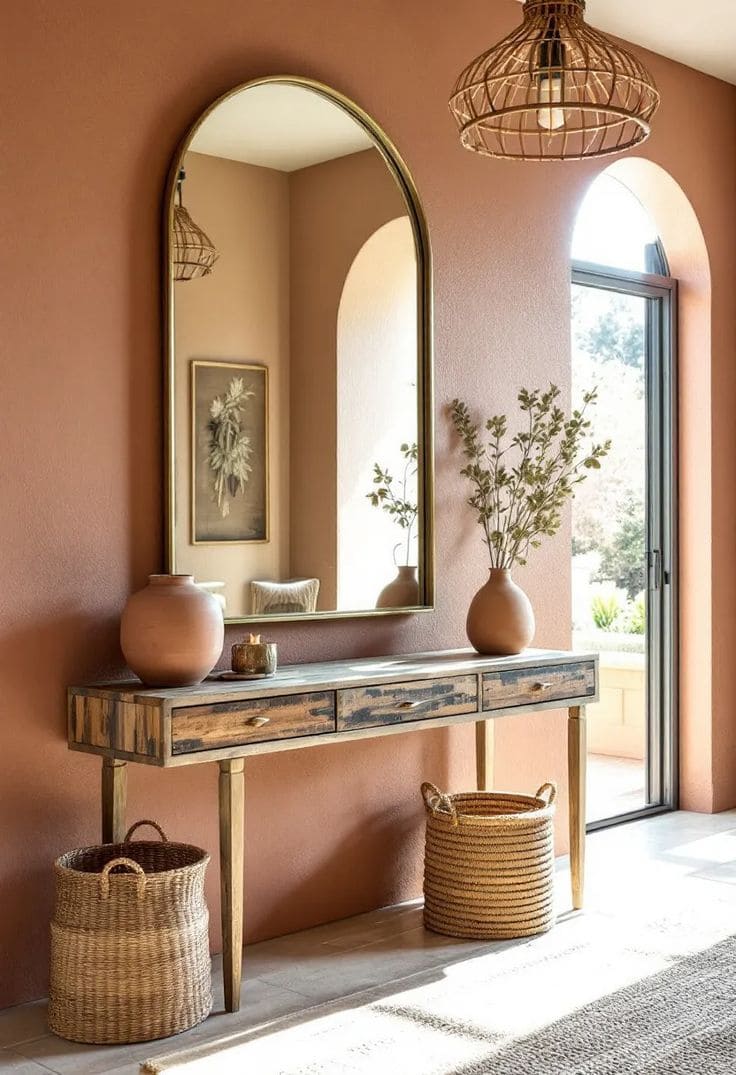 Warm Terracotta Mirror Escape with Earthy Tones