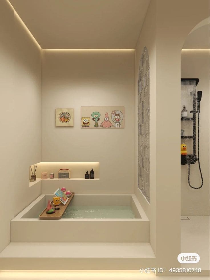 Whimsical Cartoon Tiny Bath Escape